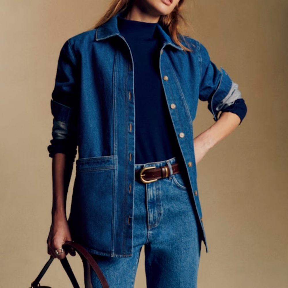 Sézane Will Jacket in Denim Blue Size Small NWT